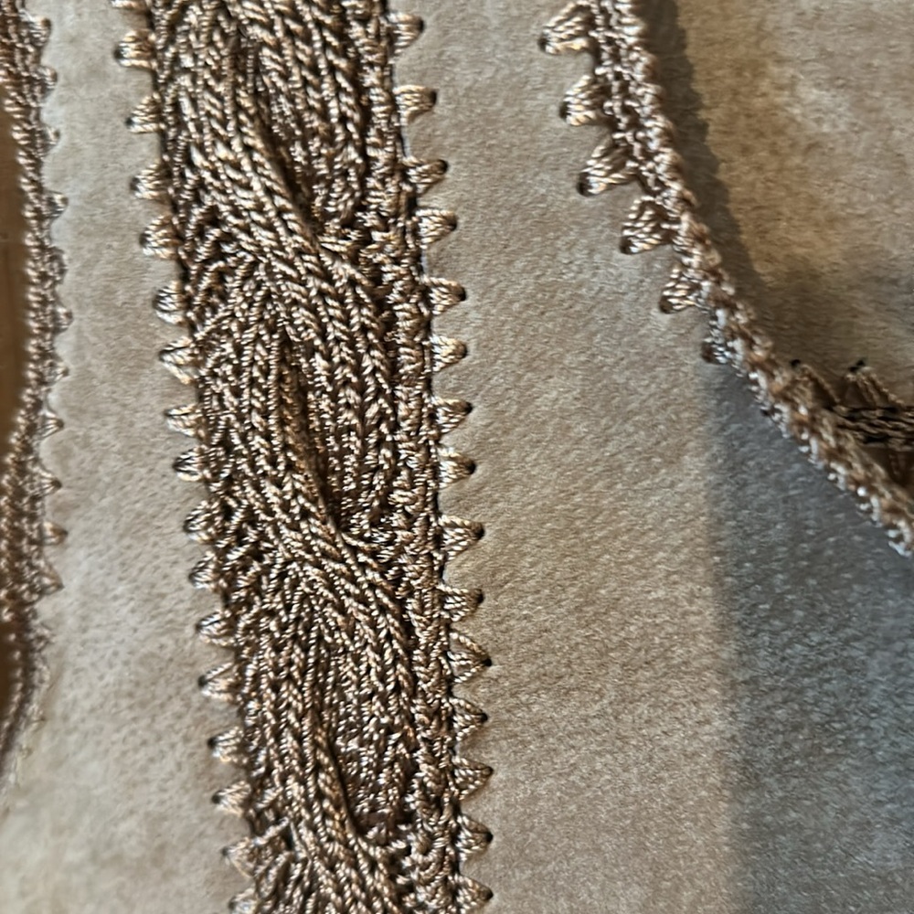 Vintage Leather Crochet Patchwork Unique Find Tan… - image 5